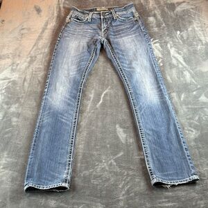 BKE Men's Jeans Carter Straight Size 28L Medium Wash Whiskered